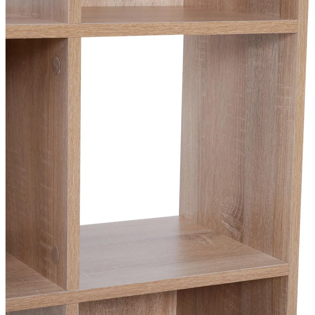 8 compartments bookcase wall shelf standing shelf room divider wood natural 61.5 x 29.5 x 122.5 cm