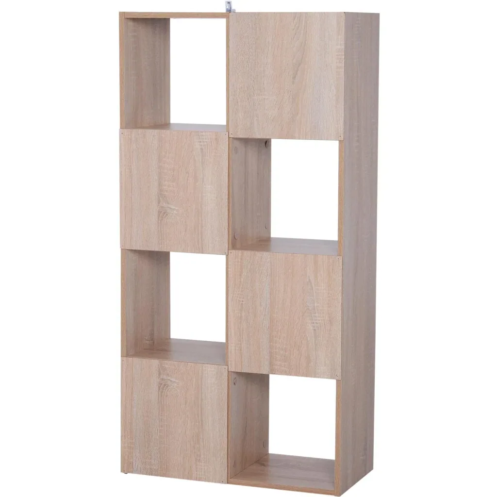 8 compartments bookcase wall shelf standing shelf room divider wood natural 61.5 x 29.5 x 122.5 cm