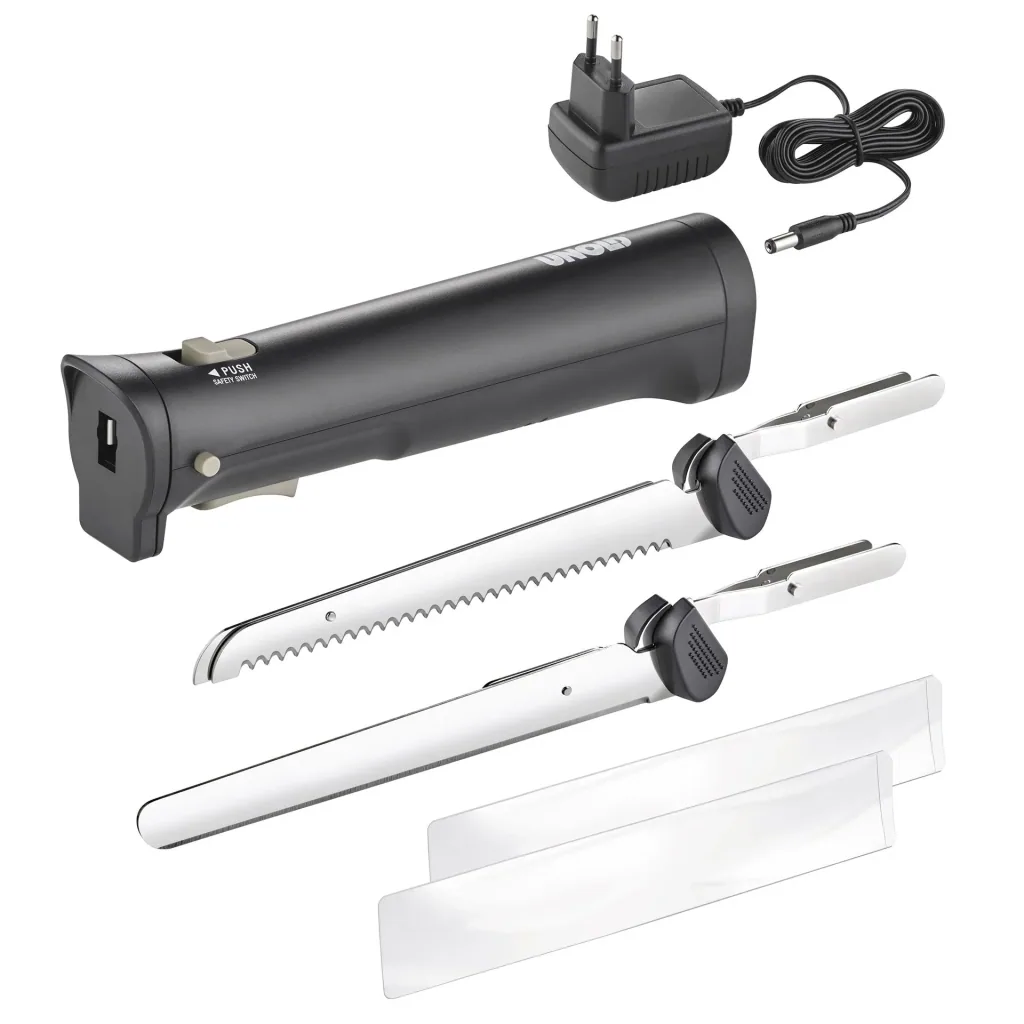 Cordless electric knife, 3-piece with 2 stainless steel interchangeable blades