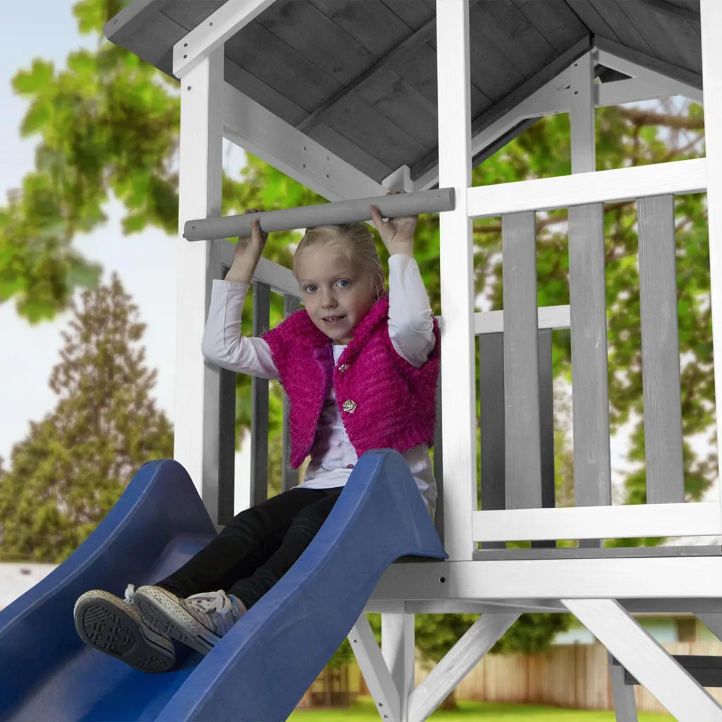 Beach Tower play tower with Summer Nest swing - Blue slide