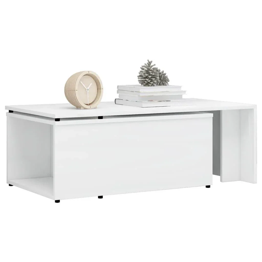 Coffee table 150x50x35 cm chipboard high-gloss white