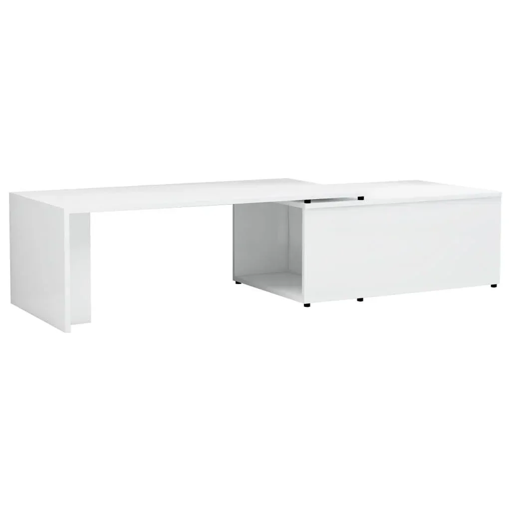 Coffee table 150x50x35 cm chipboard high-gloss white