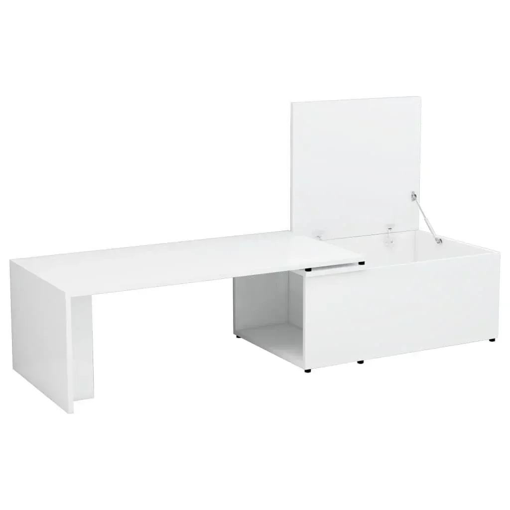Coffee table 150x50x35 cm chipboard high-gloss white