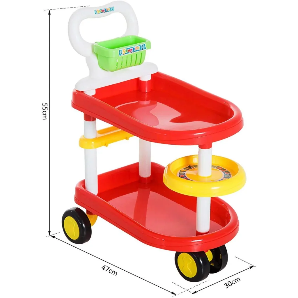 Kids Supermarket Shopping Cart Cashier Trolley Role Play Toy Red