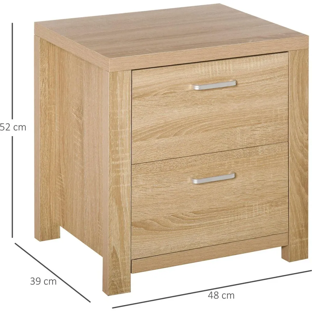Bedside table with drawers natural