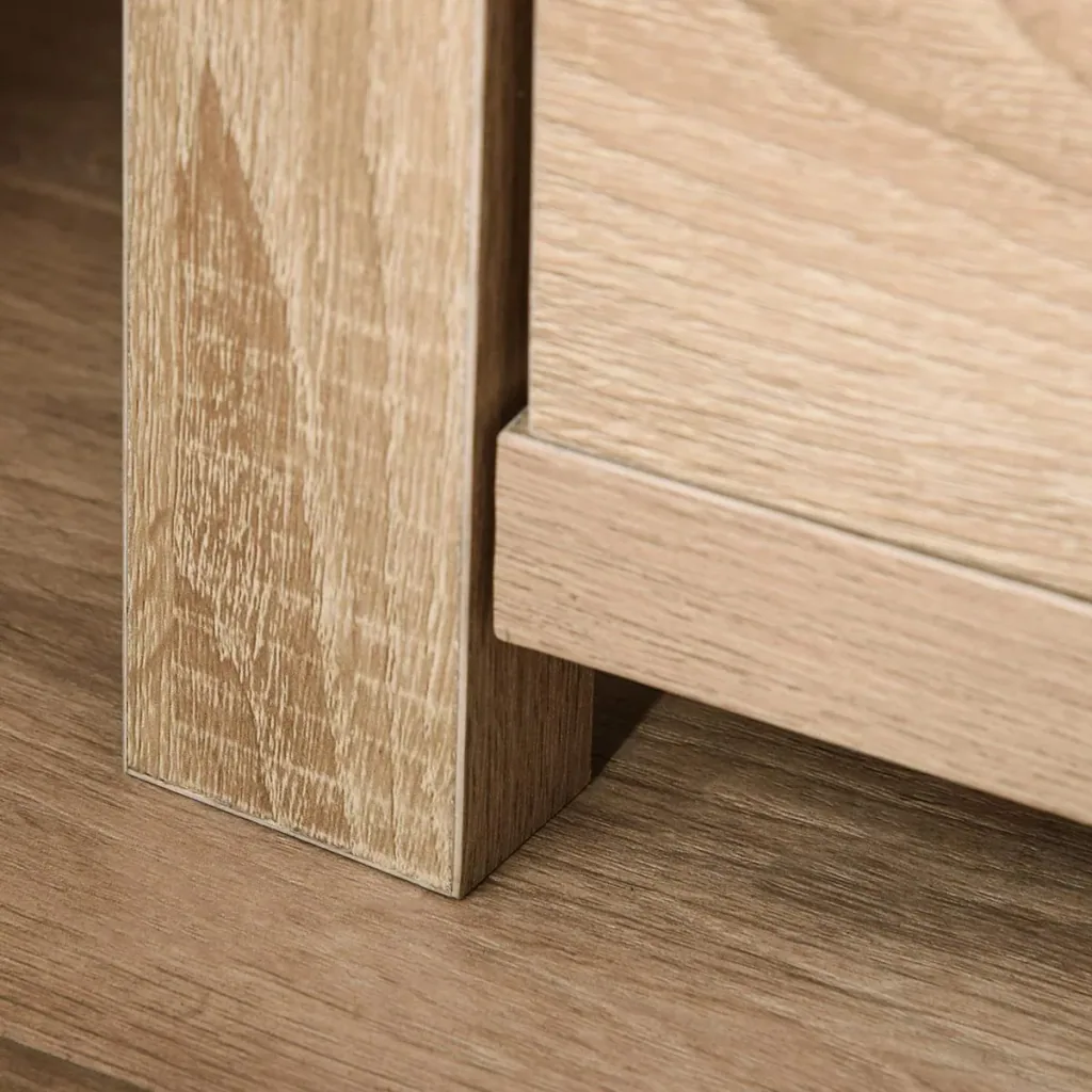 Bedside table with drawers natural