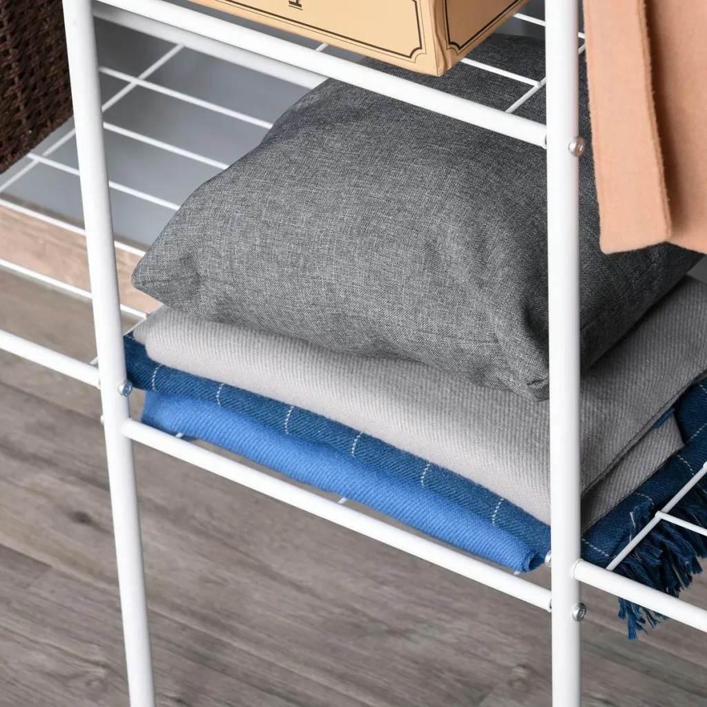 Clothes rack with 6 shelves white