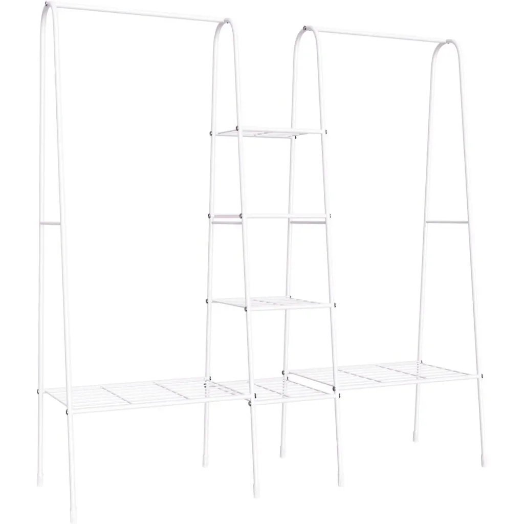 Clothes rack with 6 shelves white