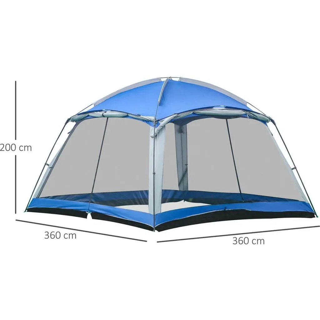 Camping tent for 8 people - including carrying bag - blue - 3.6 x 3.6 x 2 m