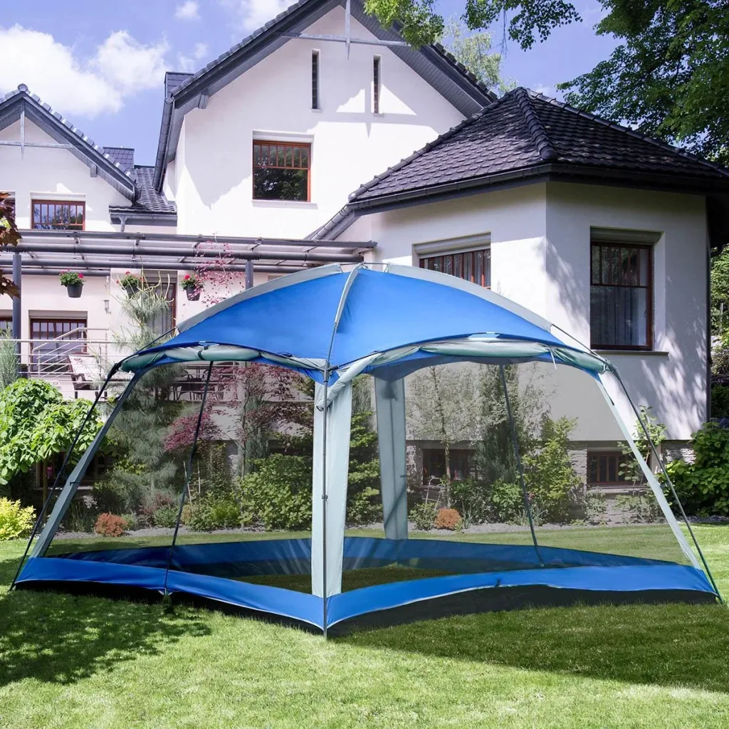 Camping tent for 8 people - including carrying bag - blue - 3.6 x 3.6 x 2 m