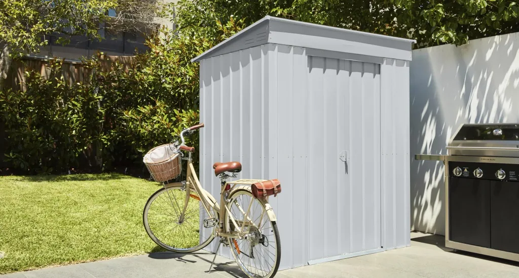 Tool shed pent roof Skillion 64, Silver Metallic