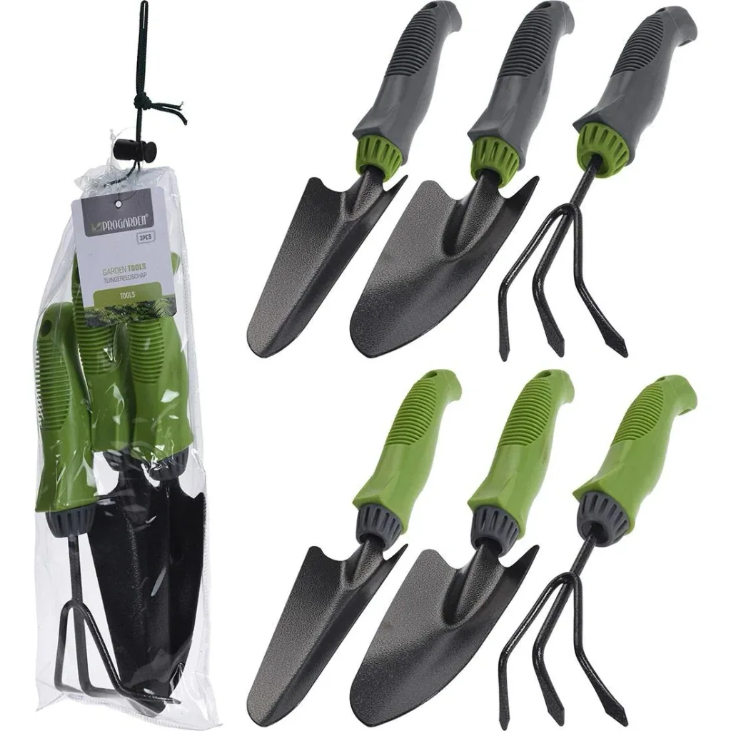 Complete 7-piece garden set with grass trimmer, hedge trimmer and small garden tools