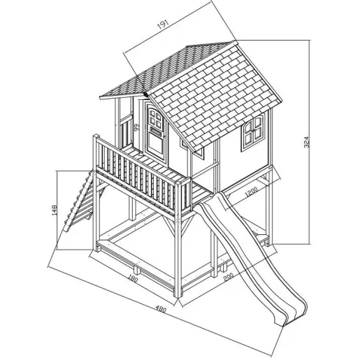 Andy Playhouse Brown/White - Red Slide
