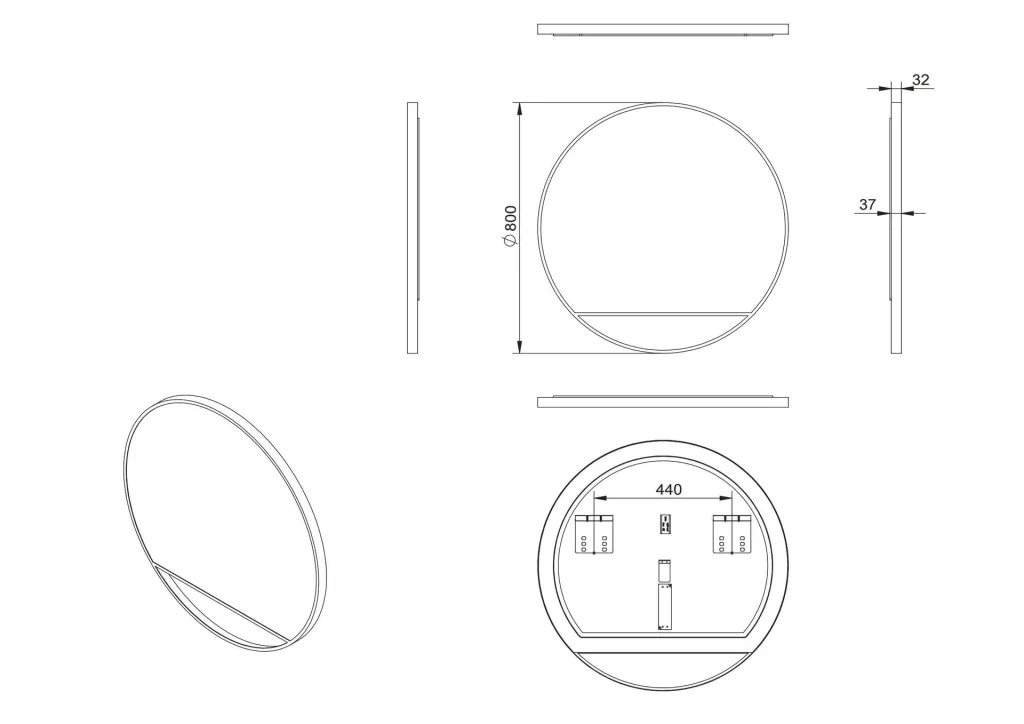 Decorative wall mirror "Black Hole" - Light indirect LED lighting Ø 80 cm