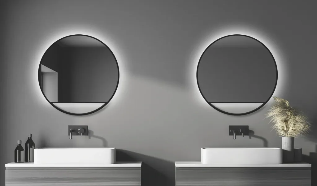 Decorative wall mirror "Black Hole" - Light indirect LED lighting Ø 80 cm