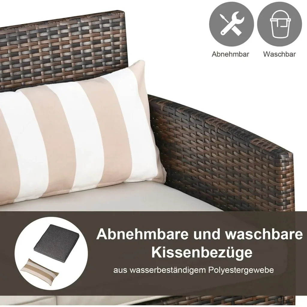 Rattan lounge sofa as a 3-seater brown/grey
