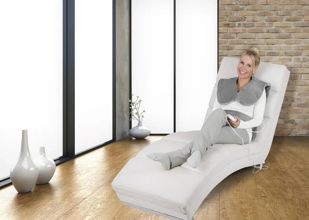2-in-1 heated blanket with massage function, 100 watts, grey