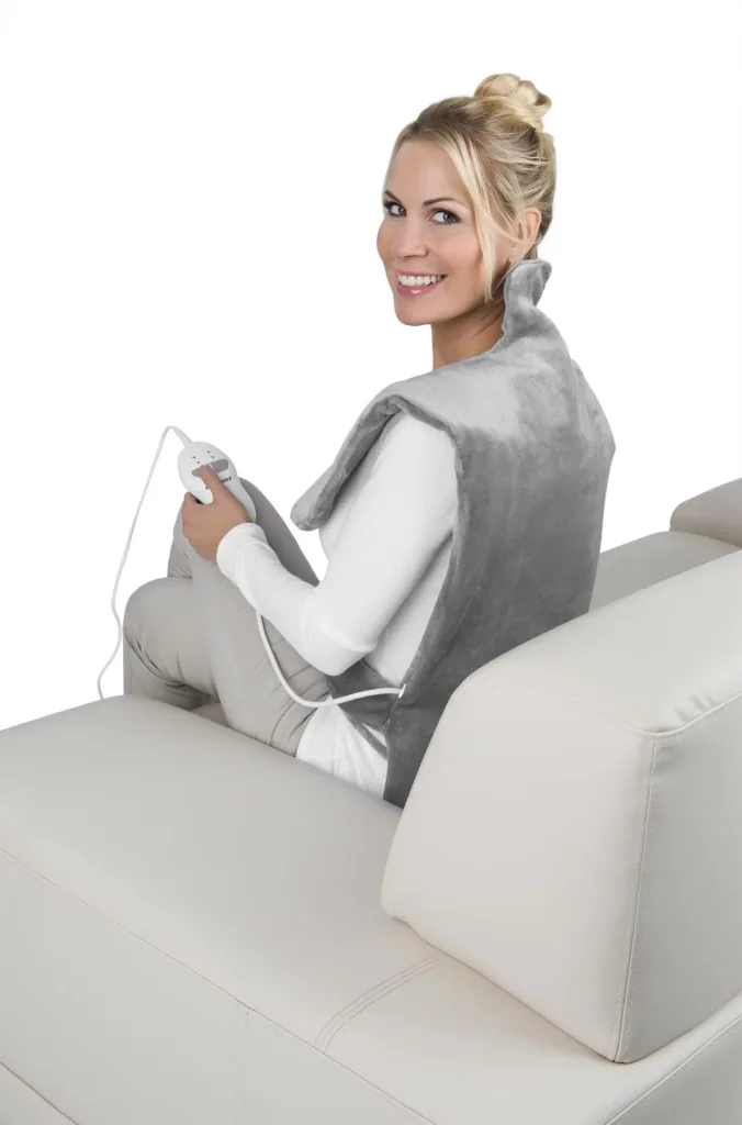 2-in-1 heated blanket with massage function, 100 watts, grey