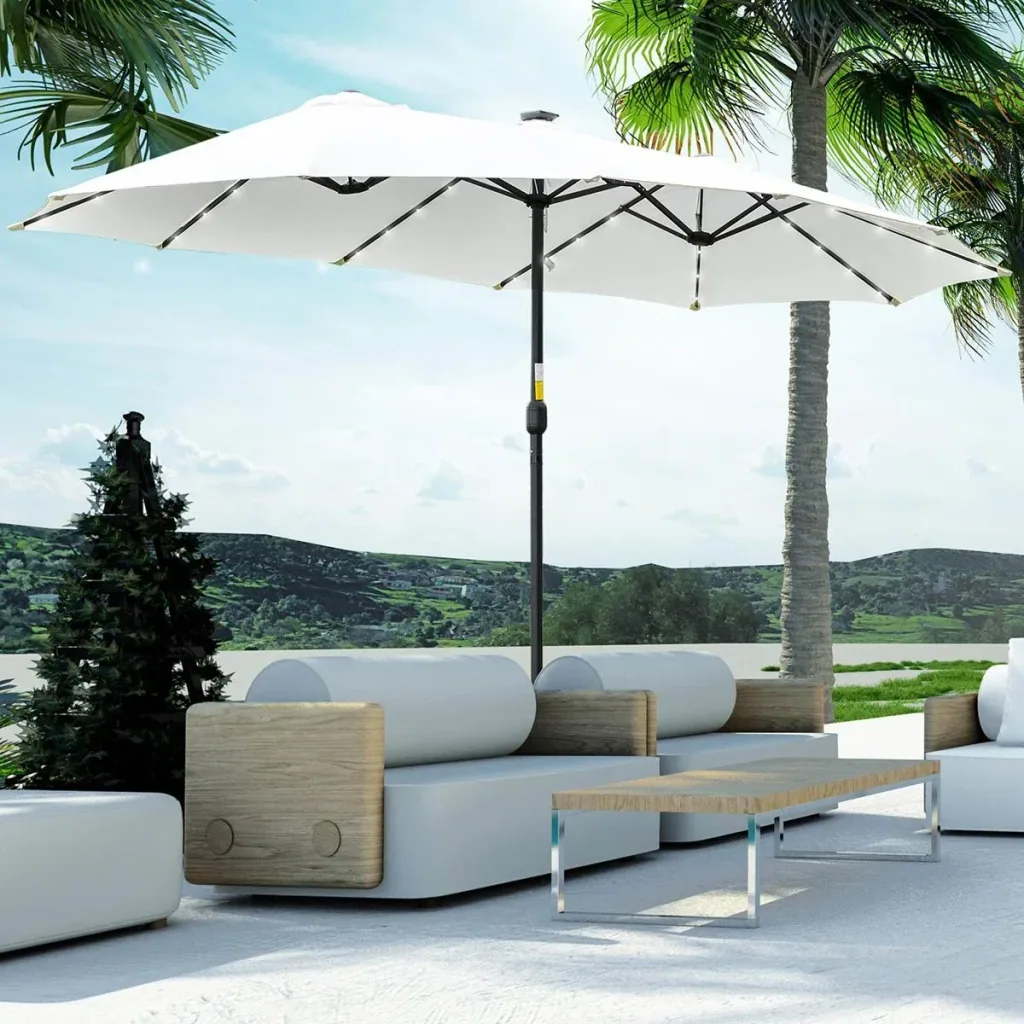 Parasol with LED - White - 4.5 meter area
