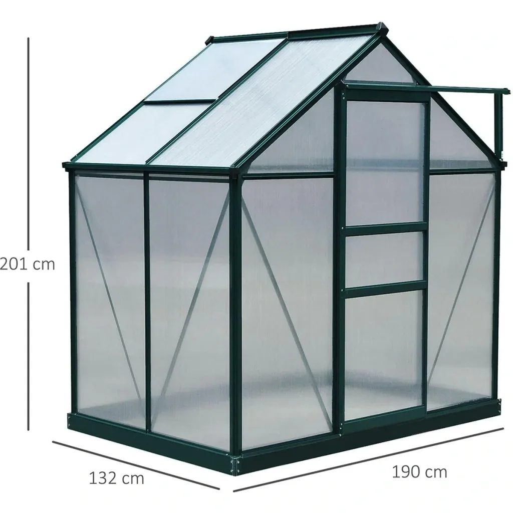 Greenhouse with roof hatch - polycarbonate casing - 183 x 122 x 213 cm