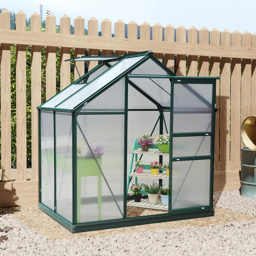 Greenhouse with roof hatch - polycarbonate casing - 183 x 122 x 213 cm