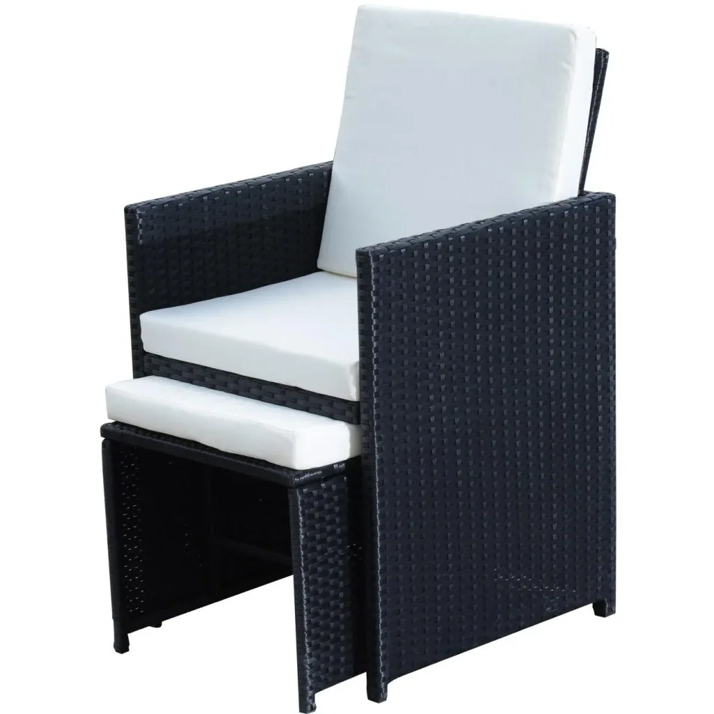 13-piece garden set, garden furniture, rattan, black