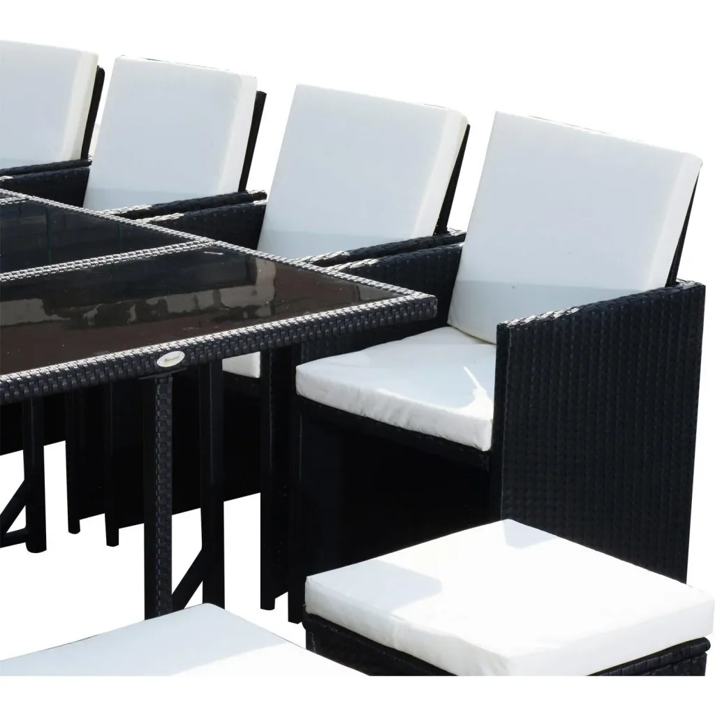 13-piece garden set, garden furniture, rattan, black
