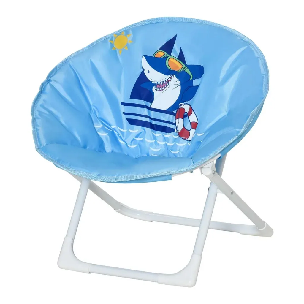 Camping chair foldable children's folding chair moon chair indoors and outdoors for 3 to 5 year old children steel blue Ø50 x 49H cm