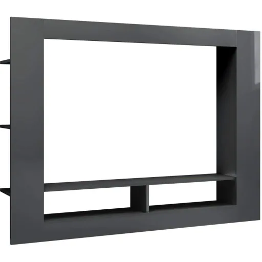 TV cabinet 152x22x113 cm chipboard high gloss grey