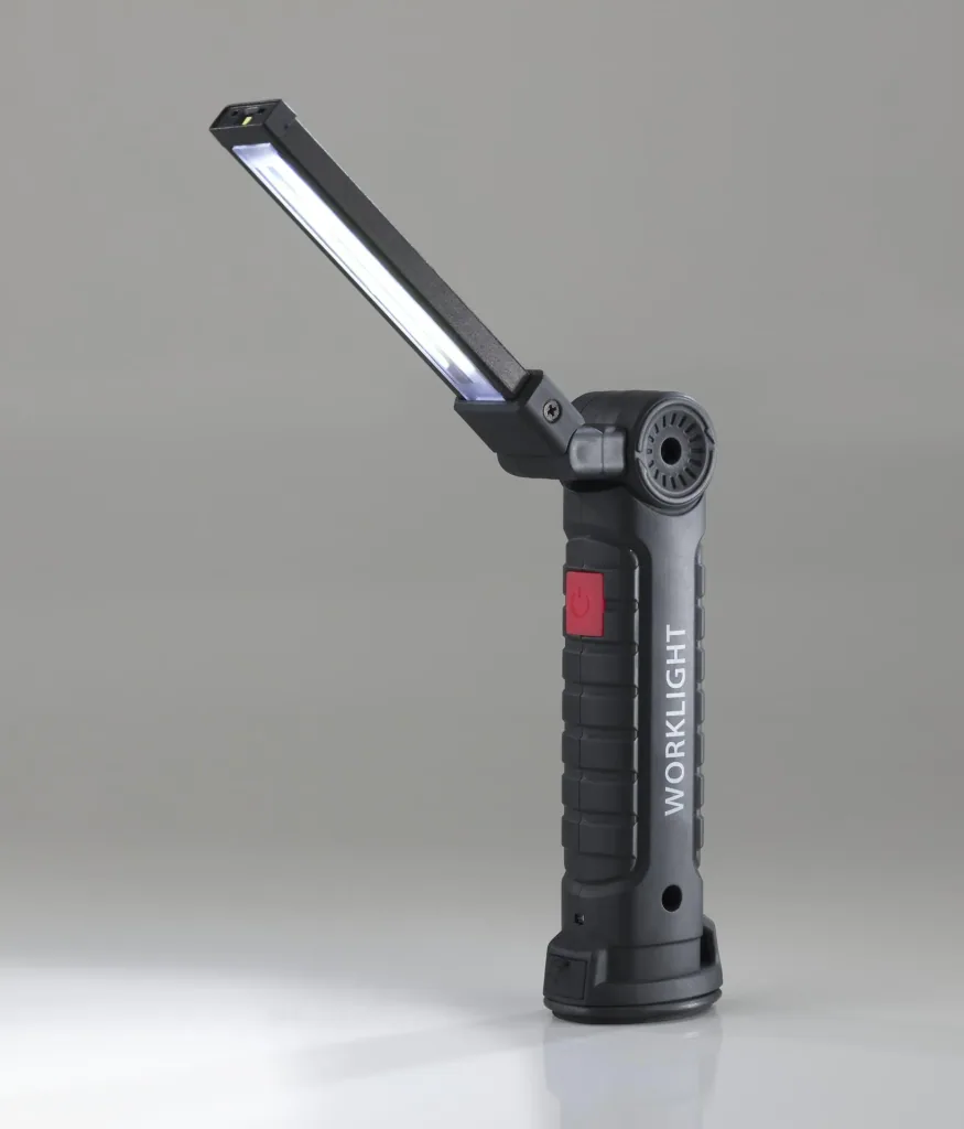 Work light with swivel arm, rechargeable
