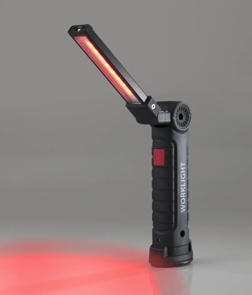 Work light with swivel arm, rechargeable