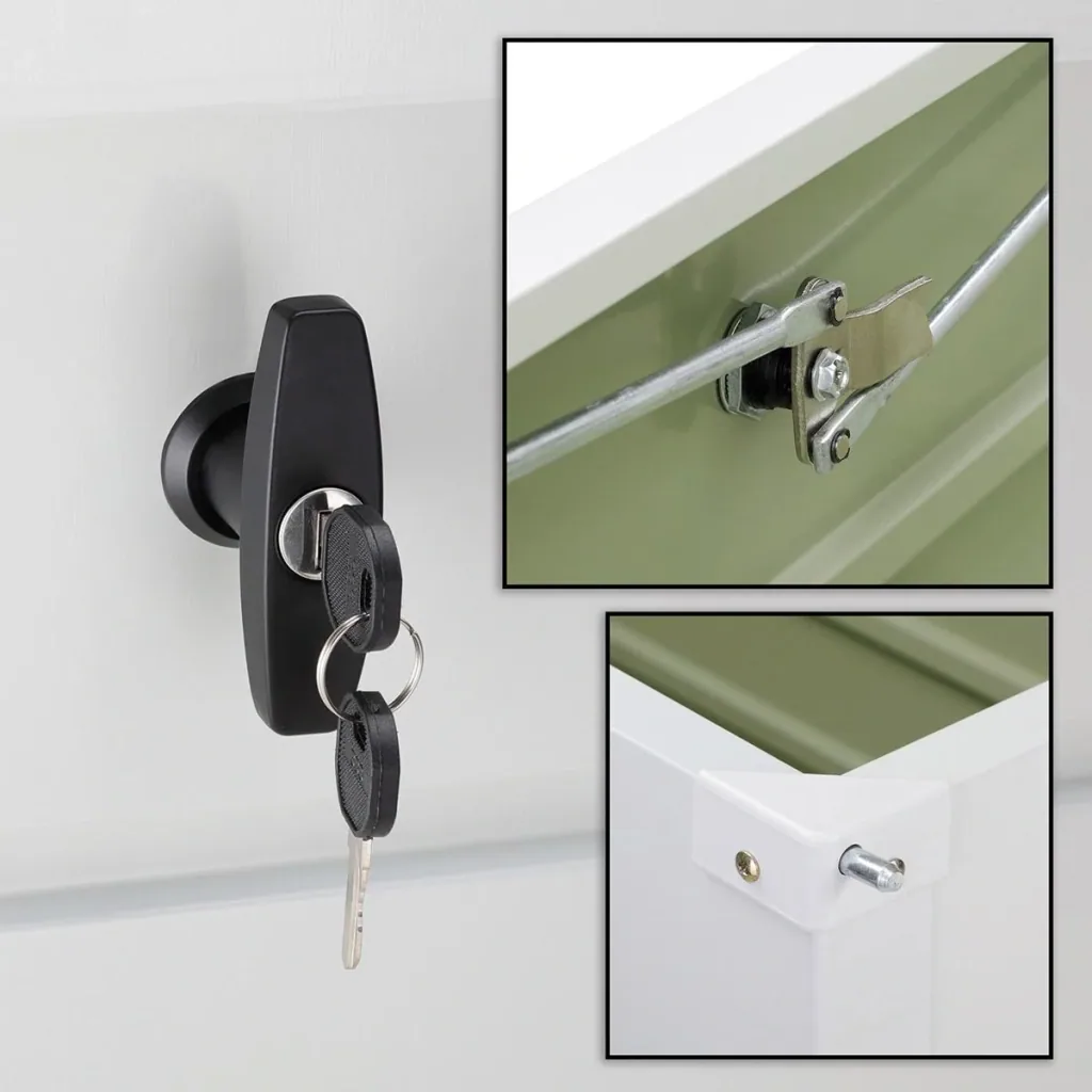 Lockable storage box white metal with lock 120x62 x63 cm