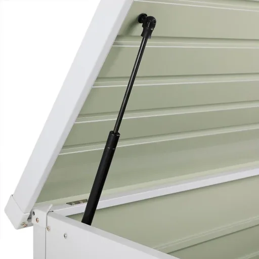 Lockable storage box white metal with lock 120x62 x63 cm