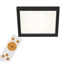 LED ceiling light, square, 29.5 cm, CCT, 18 watts, black