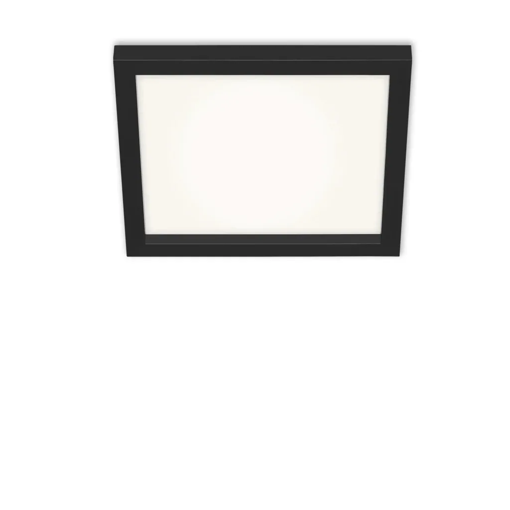 LED ceiling light, square, 29.5 cm, CCT, 18 watts, black
