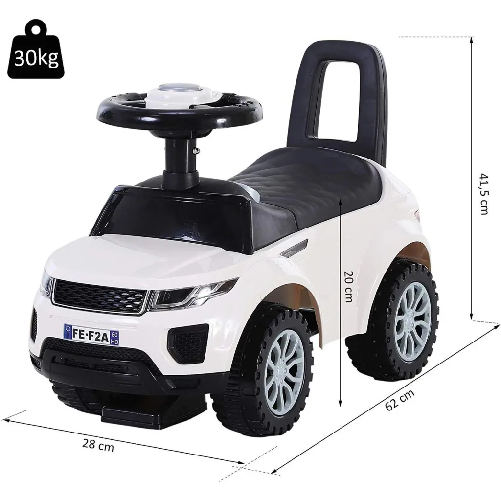 Ride-on car with horn and storage space