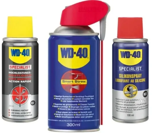 WD40 universal spray, 300 ml including rust remover, 100 ml and silicone spray, 100 ml