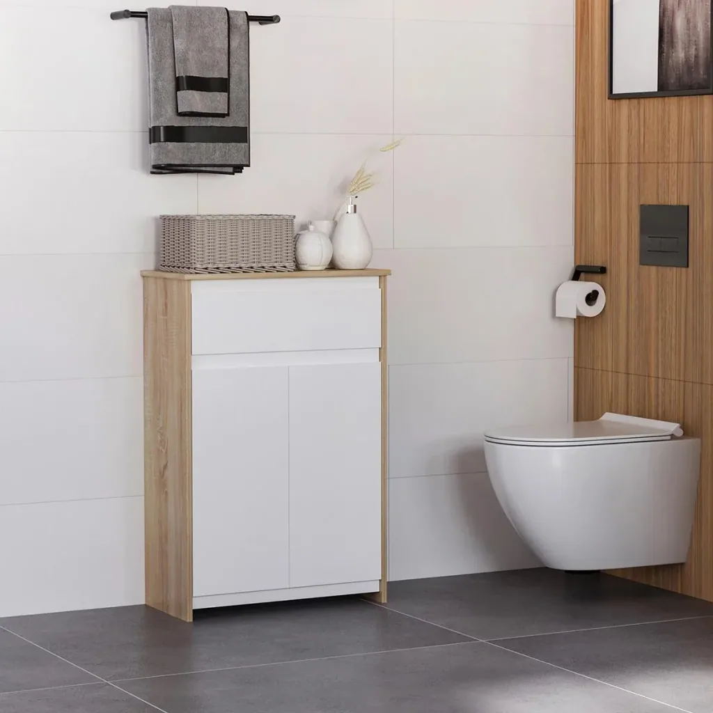 Bathroom cabinet, bathroom dresser, kitchen cabinet, bathroom shelf, standing cabinet with 2 interior shelves and a large drawer, tilt-proof