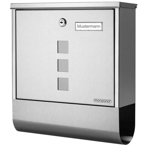 Letterbox with newspaper holder stainless steel silver