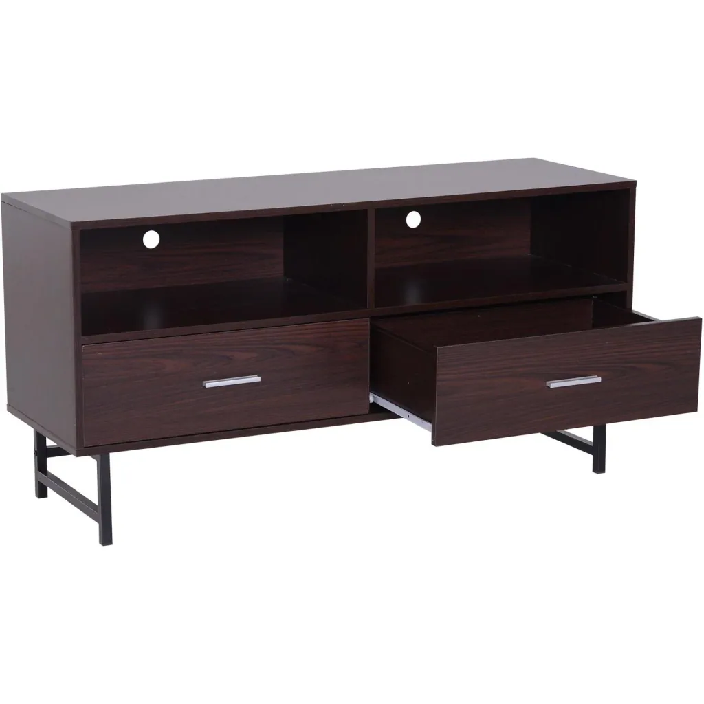 TV table TV cabinet base cabinet 2 x drawer wood dark coffee 120 x 39.5 x 60.5 cm
