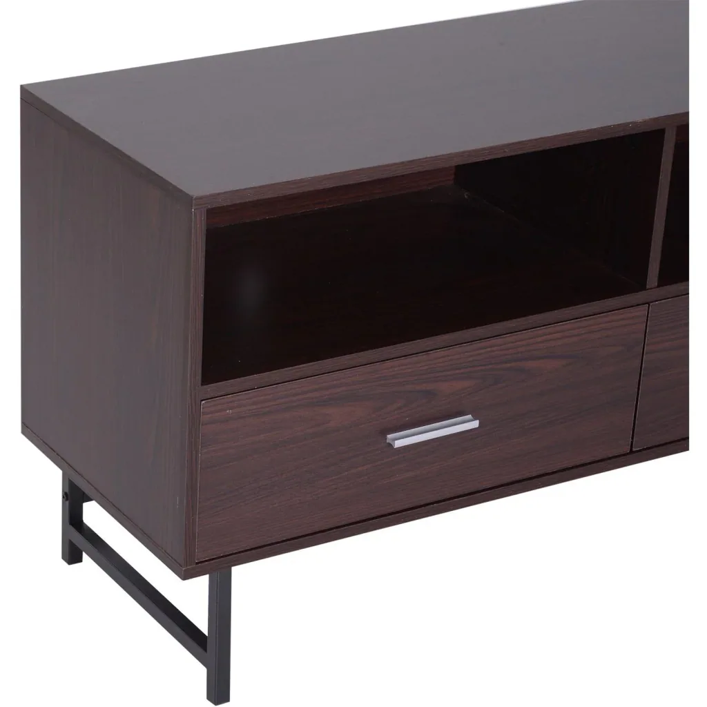 TV table TV cabinet base cabinet 2 x drawer wood dark coffee 120 x 39.5 x 60.5 cm