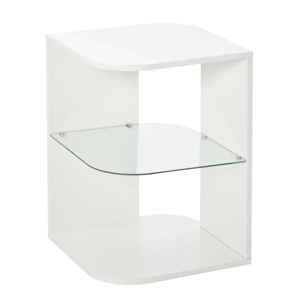 Side table 3-layer modern bedside table with 2 storage compartments suitable for living room bedroom material made of chipboard