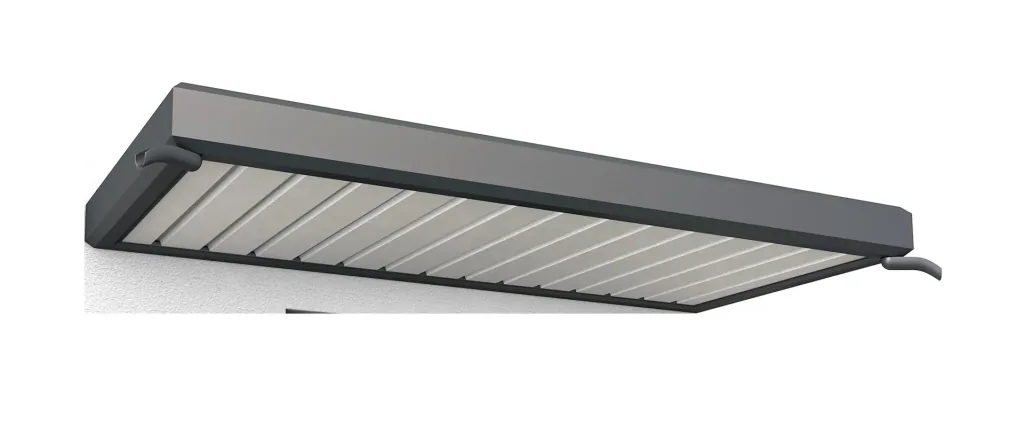 Rectangular canopy type NM 200, 200 x 90 x 14 cm, frame anthracite, cover white