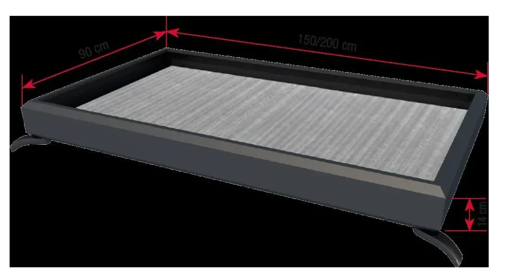 Rectangular canopy type NM 200, 200 x 90 x 14 cm, frame anthracite, cover white