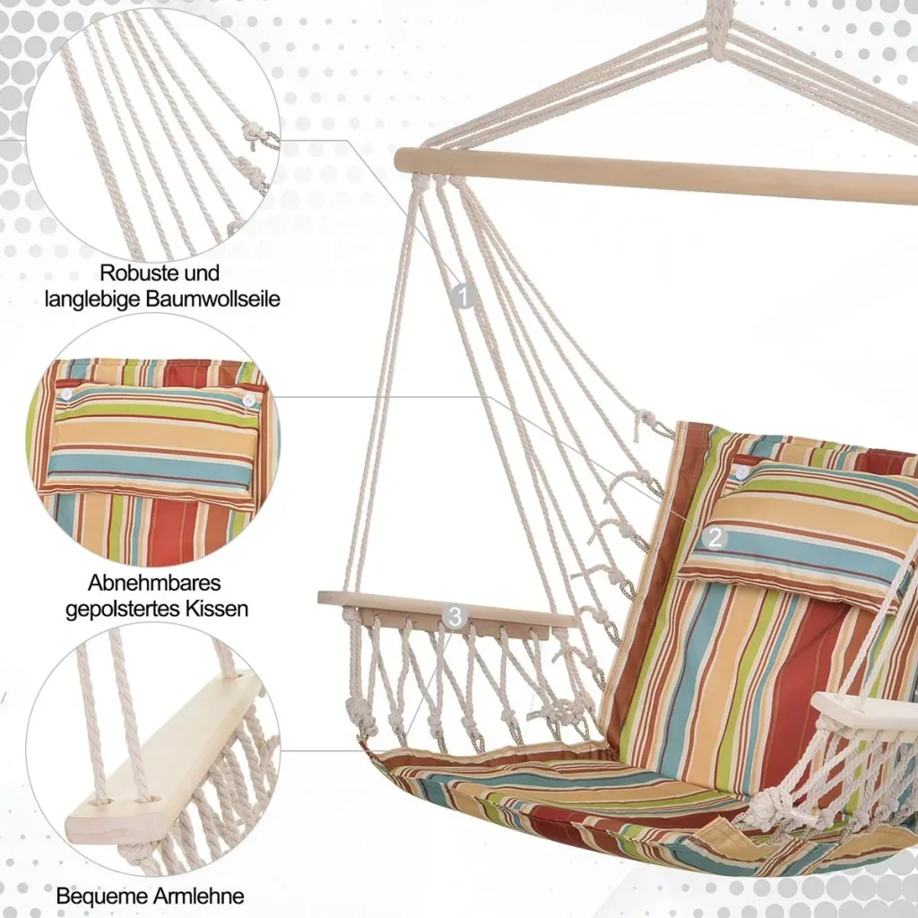 Hanging chair with pillow multicolored