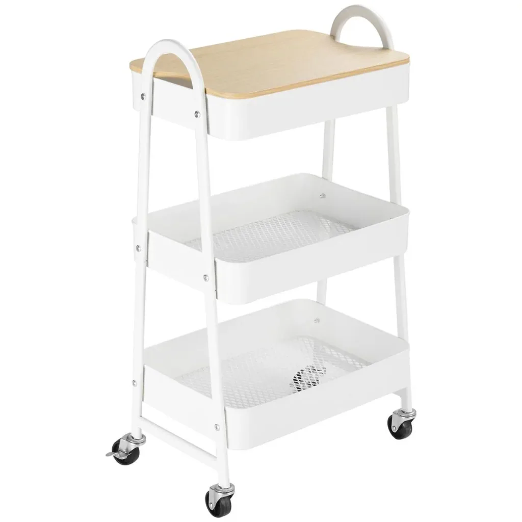 Valet stand with 3 shelf baskets, white, 45 x 31 x 79.4 cm
