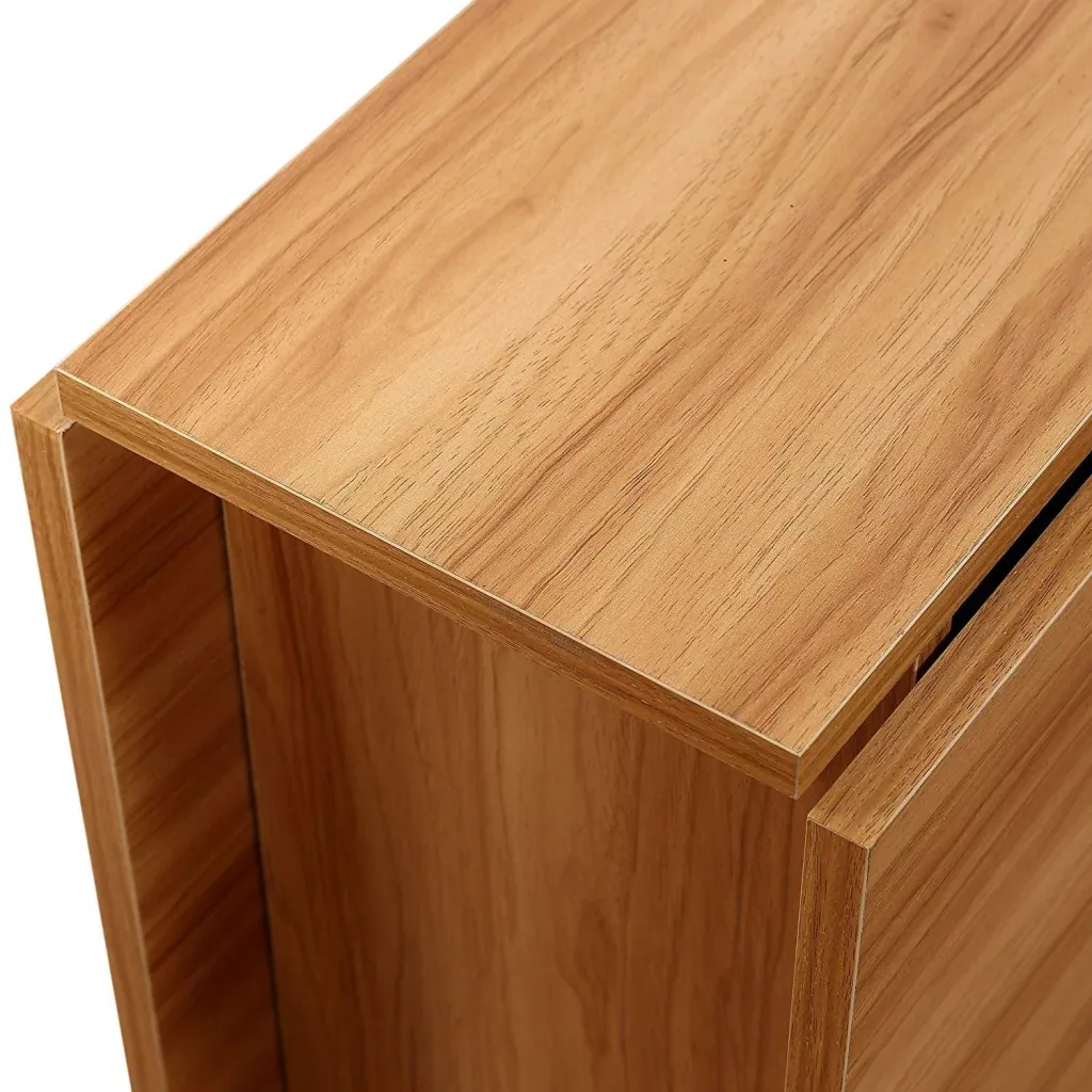 Folding table desk side table storage area with wheels teak wood