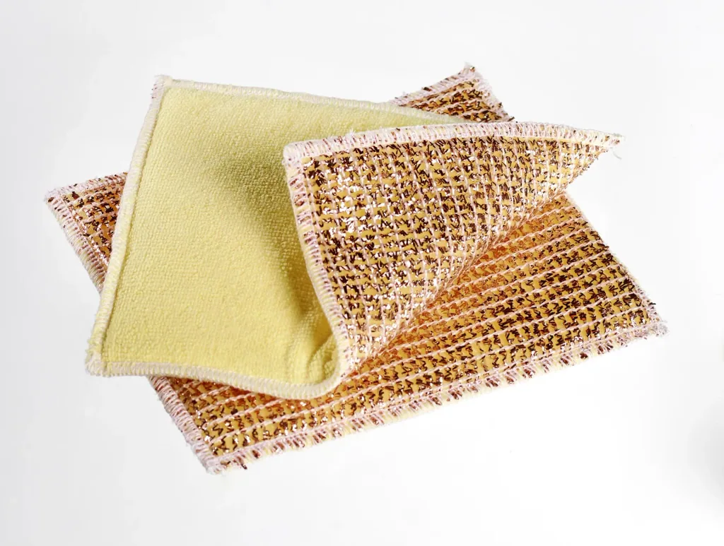 Copper sponge with box + microfiber copper cloths 2 in 1, 2 pcs