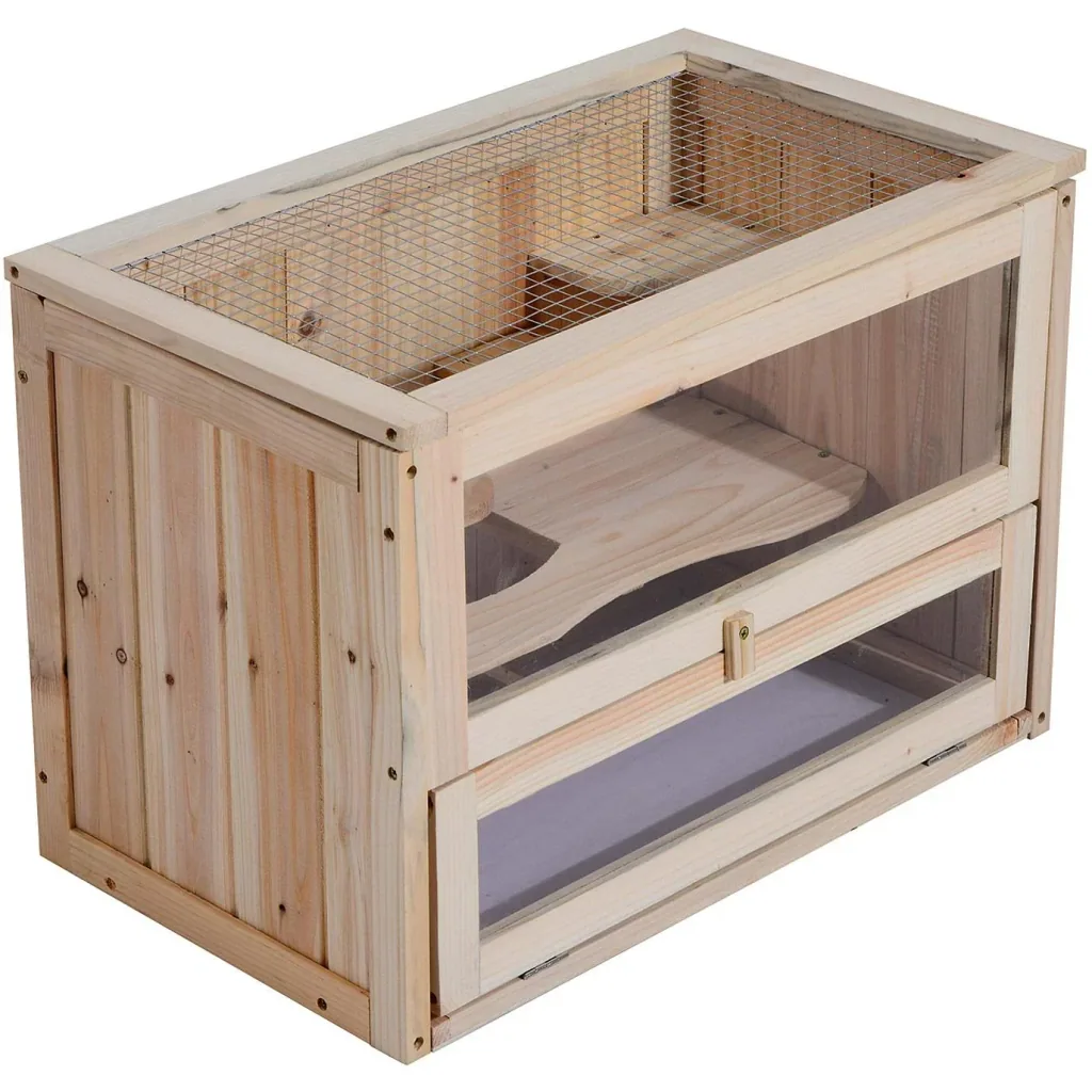 Hamster cage, mouse cage, rodent cage, wood, 60 x 35 x 42 cm