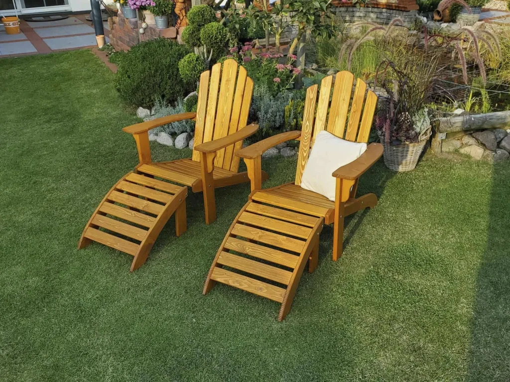 Deckchair set with footrest, honey brown